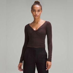 Lululemon Modal-Silk Blend V-Neck Long Sleeve Shirt Espresso XS